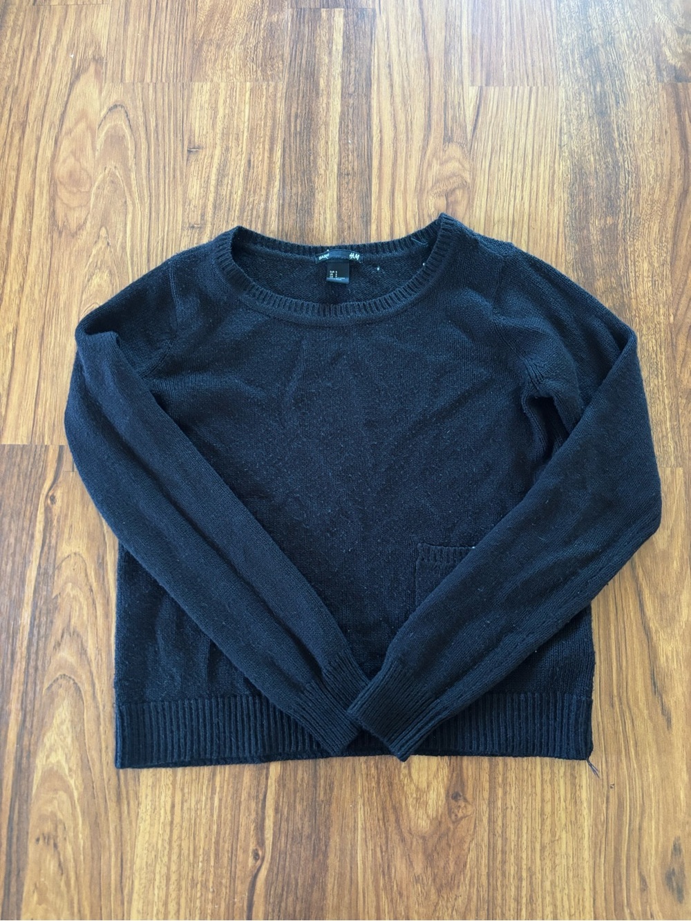 H&M Black Crewneck Pocket Sweater